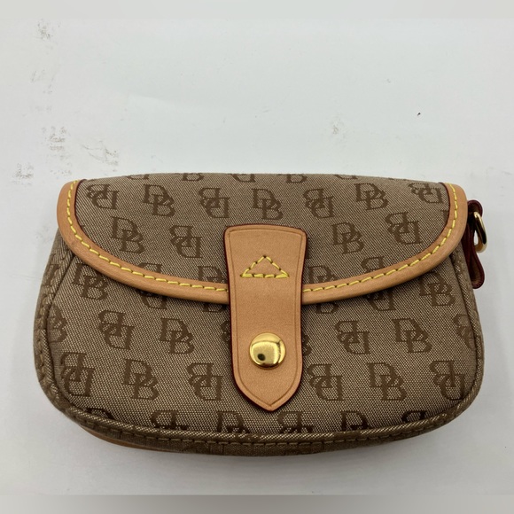 Dooney & Bourke Handbags - Vintage Dooney & Bourke Tan Signature DB Logo Wristlet Strap Not Included